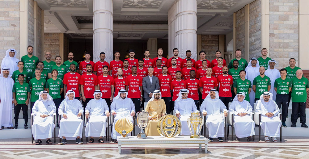 His Highness Sheikh Mohammed bin Rashid Al Maktoum and The Kanoo Group Chairman Mishal Kanoo Attend Royal Reception for Shabab Al Ahli's Historic Four-Title Season His Highness Sheikh Mohammed bin Rashid Al Maktoum and The Kanoo Group Chairman Mishal Kanoo Attend Royal Reception for Shabab Al Ahli's Historic Four-Title Season